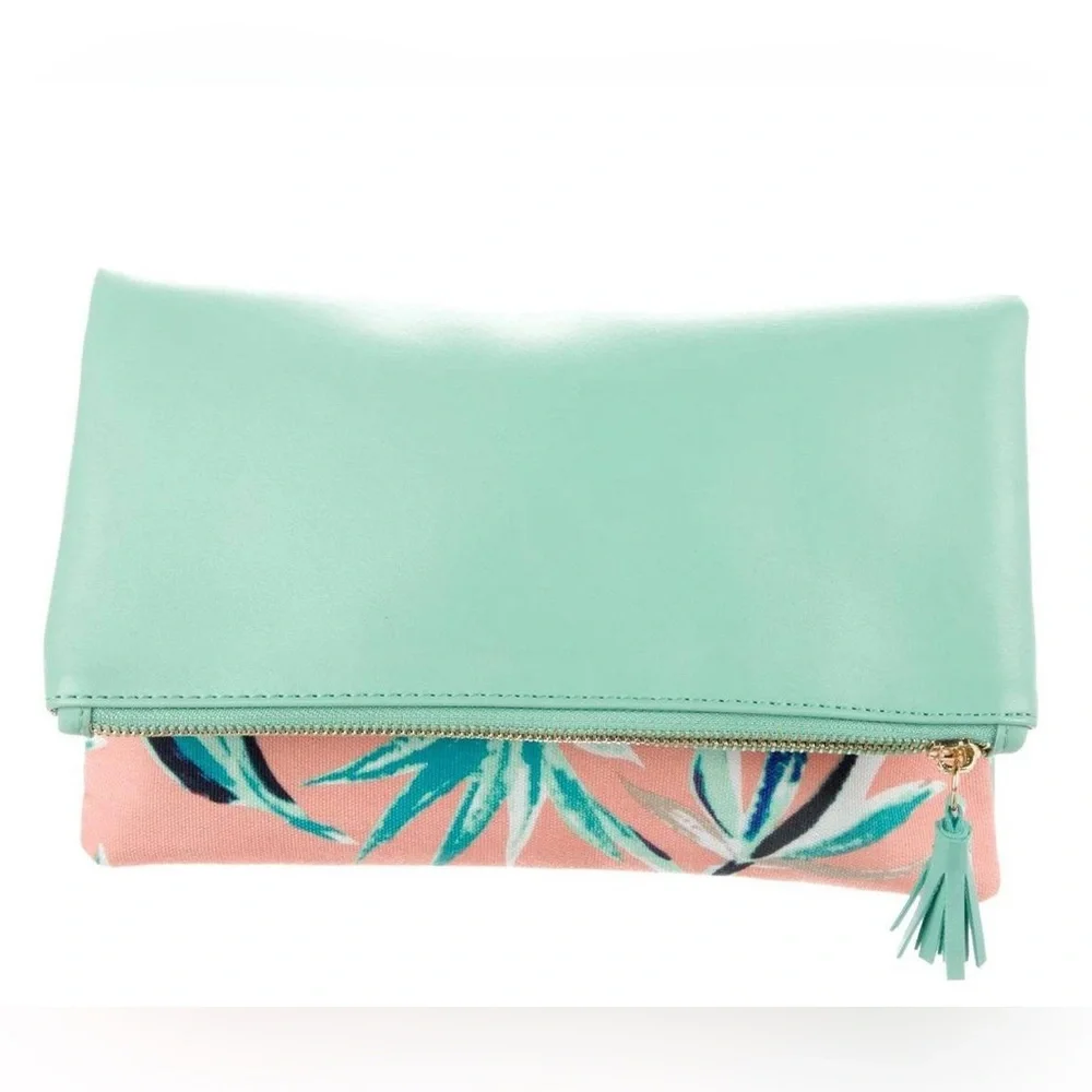NWT Rachel Pally Leather Fold-In Flap Clutch